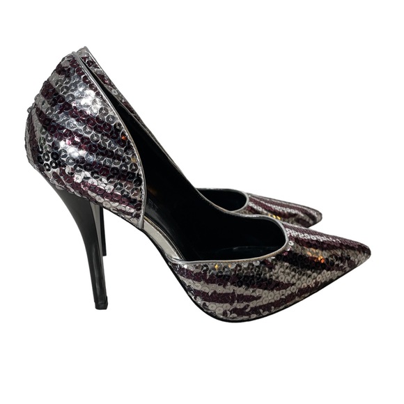 Colin Stuart Sequin Zebra Pointed Toe D’Orsay Pumps Size 7.5 - Picture 2 of 8
